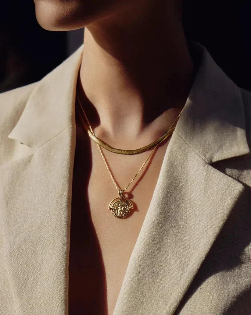 ngravable Roman Arc Coin Necklace